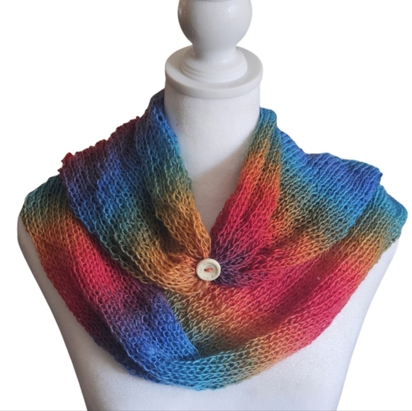 Hand knit Rainbow Crochet Magic Ball Wrap Handmade Multiway Scarf Hat Shaw Vest - Picture 5 of 17